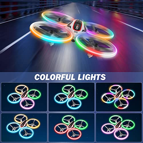 Q9C RC Drone with 720P HD FPV Camera for Kids Cool Toys Gift for Boys Girls Teenage with LED Light,Propeller Full Protect,Hobby Quadcopter with Altitude Hold,2 Batteries and Remote Control,Easy to Fly