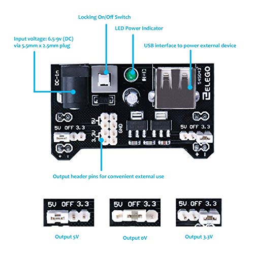 ELEGOO Electronic Fun Kit Bundle with Breadboard Cable Resistor, Capacitor, LED, Potentiometer total 235 Items for Arduino