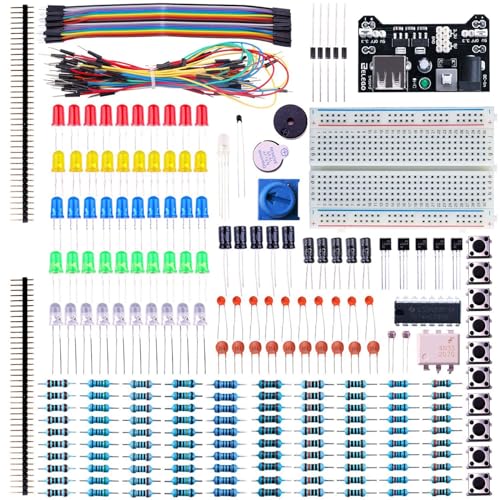 ELEGOO Electronic Fun Kit Bundle with Breadboard Cable Resistor, Capacitor, LED, Potentiometer total 235 Items for Arduino